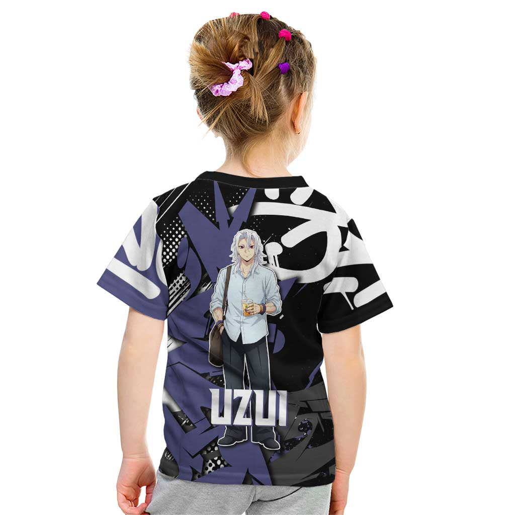 Uzui Tengen Demon Slayer Kid T Shirt Purple & Black Graffiti Anime
