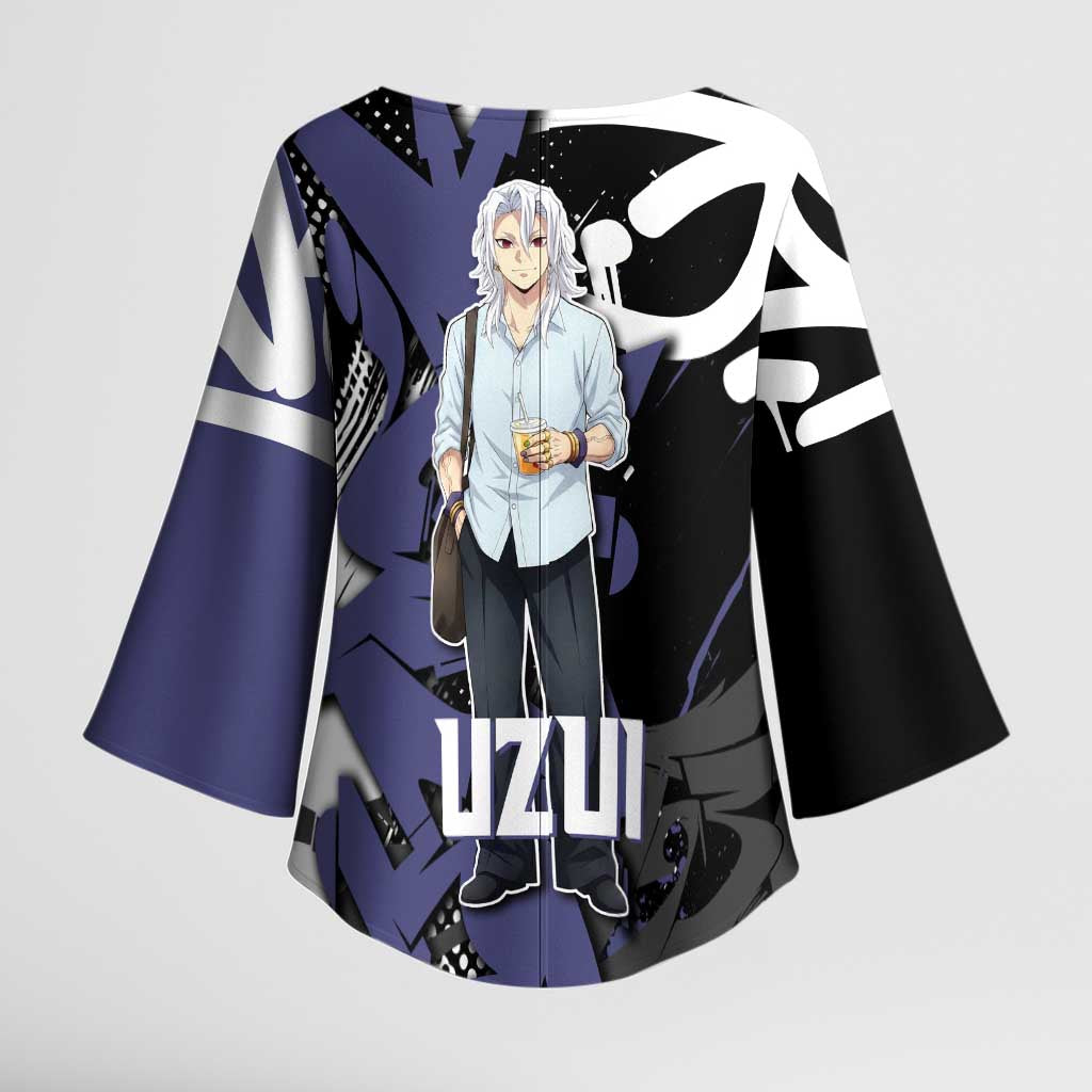 Uzui Tengen Demon Slayer Kimono Sleeve Blouse Purple & Black Graffiti Anime