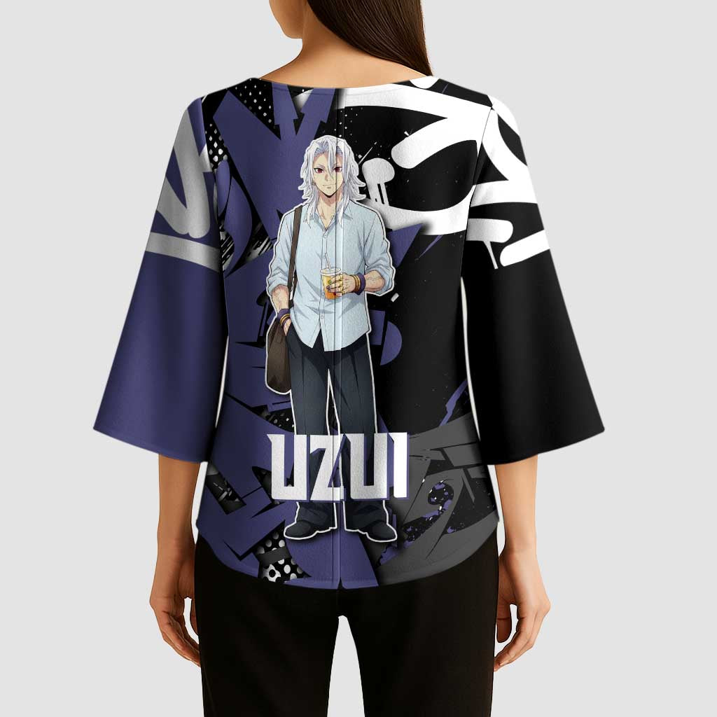 Uzui Tengen Demon Slayer Kimono Sleeve Blouse Purple & Black Graffiti Anime
