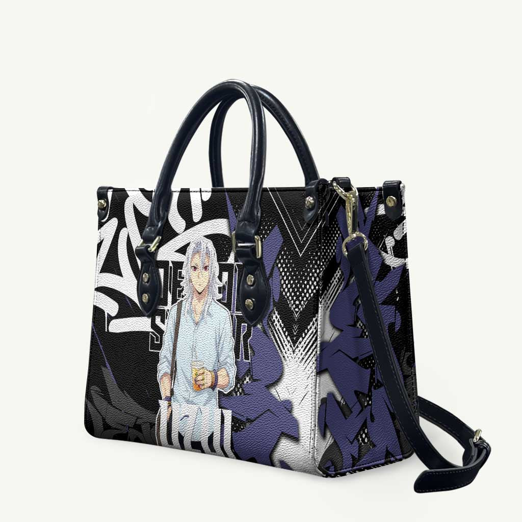 Uzui Tengen Demon Slayer Leather Bag Purple & Black Graffiti Anime