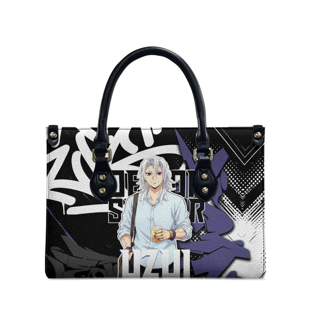 Uzui Tengen Demon Slayer Leather Bag Purple & Black Graffiti Anime