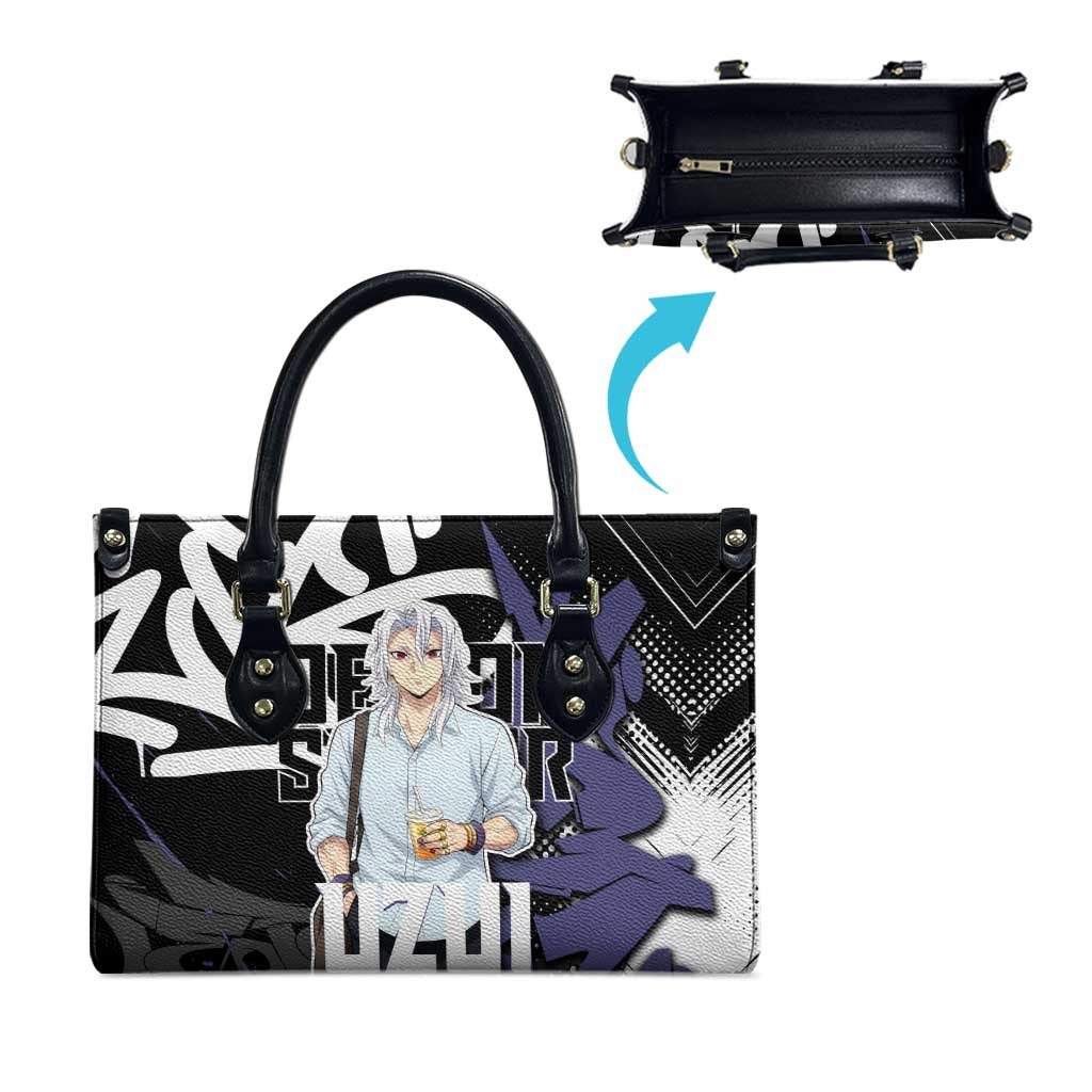Uzui Tengen Demon Slayer Leather Bag Purple & Black Graffiti Anime