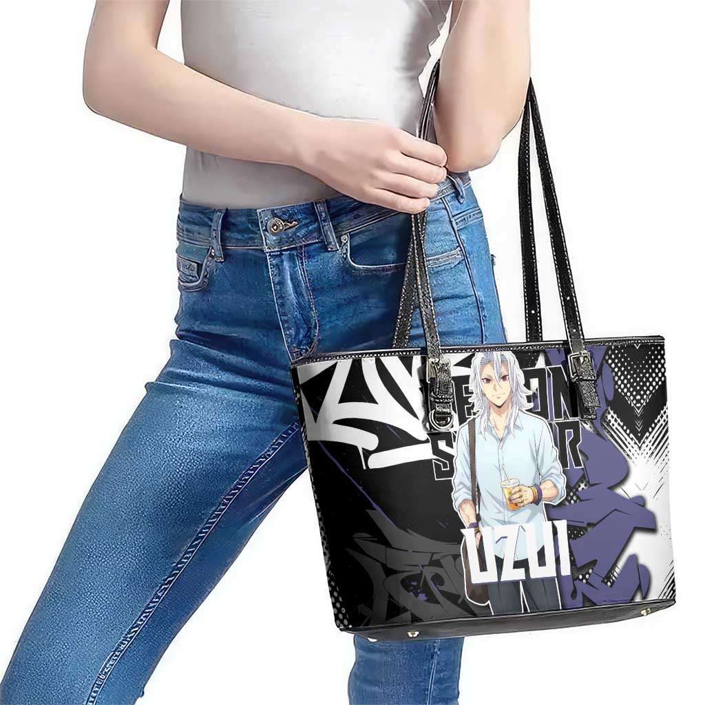 Uzui Tengen Demon Slayer Leather Tote Bag Purple & Black Graffiti Anime