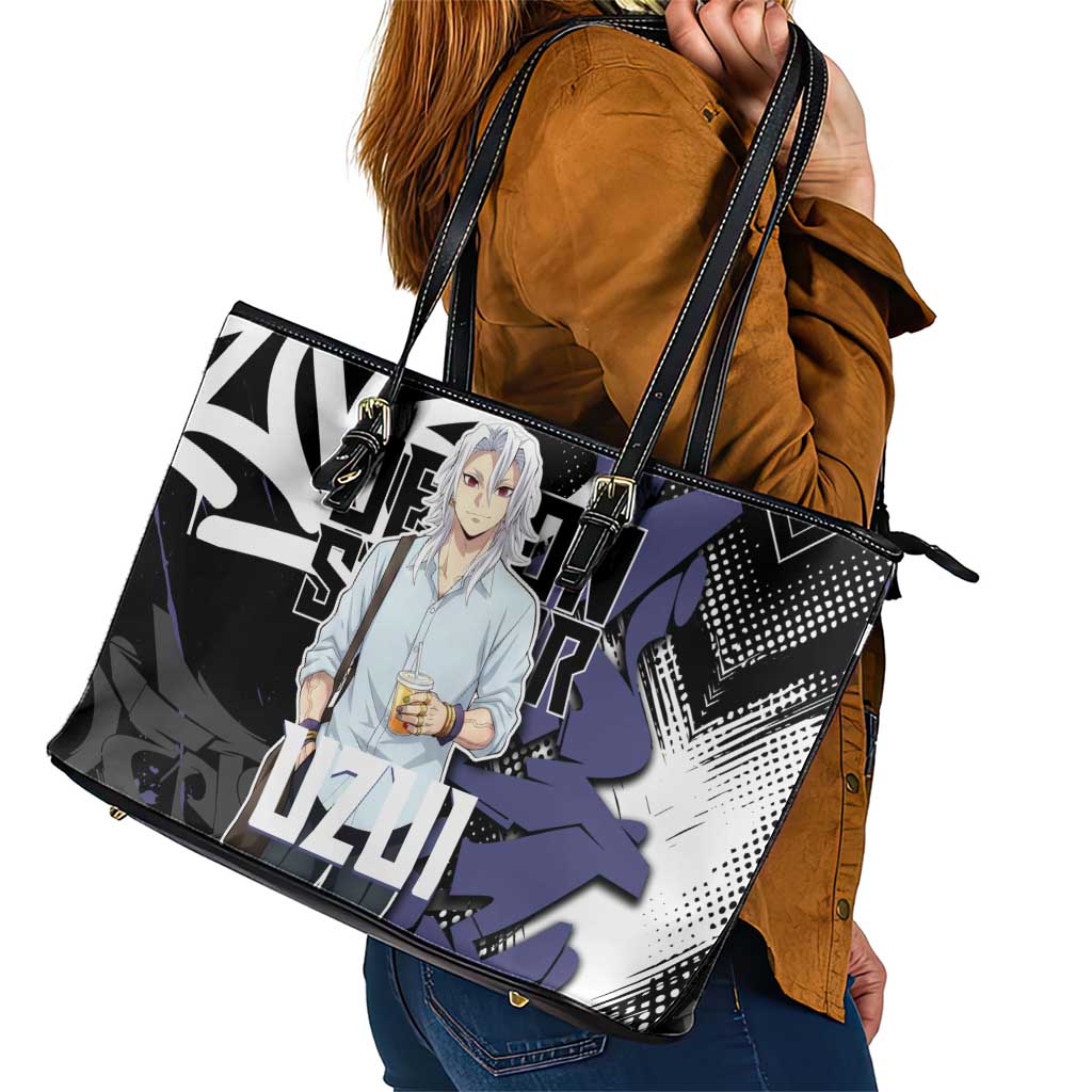 Uzui Tengen Demon Slayer Leather Tote Bag Purple & Black Graffiti Anime