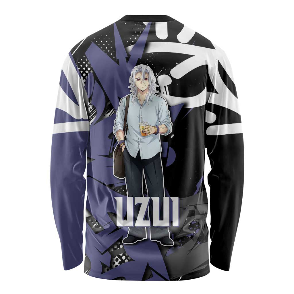 Uzui Tengen Demon Slayer Long Sleeve Shirt Purple & Black Graffiti Anime