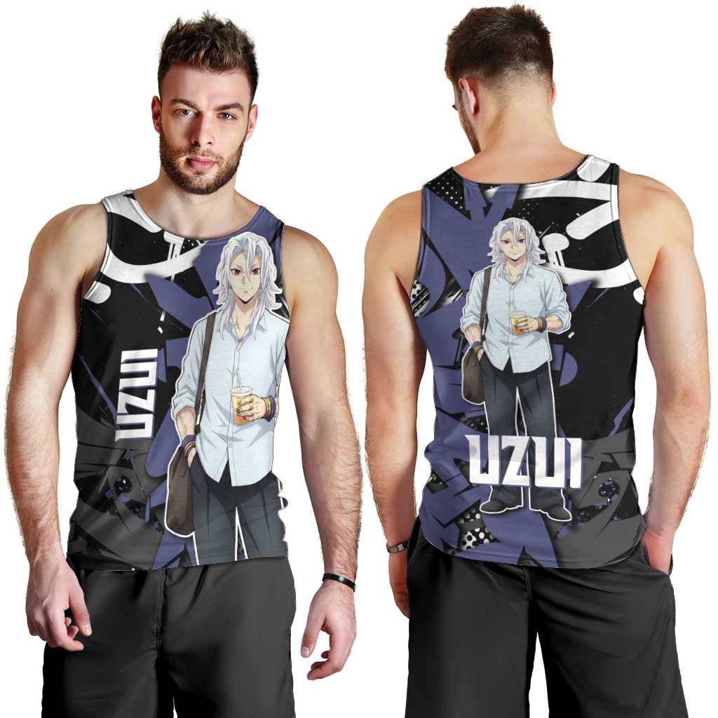 Uzui Tengen Demon Slayer Men Tank Top Purple & Black Graffiti Anime