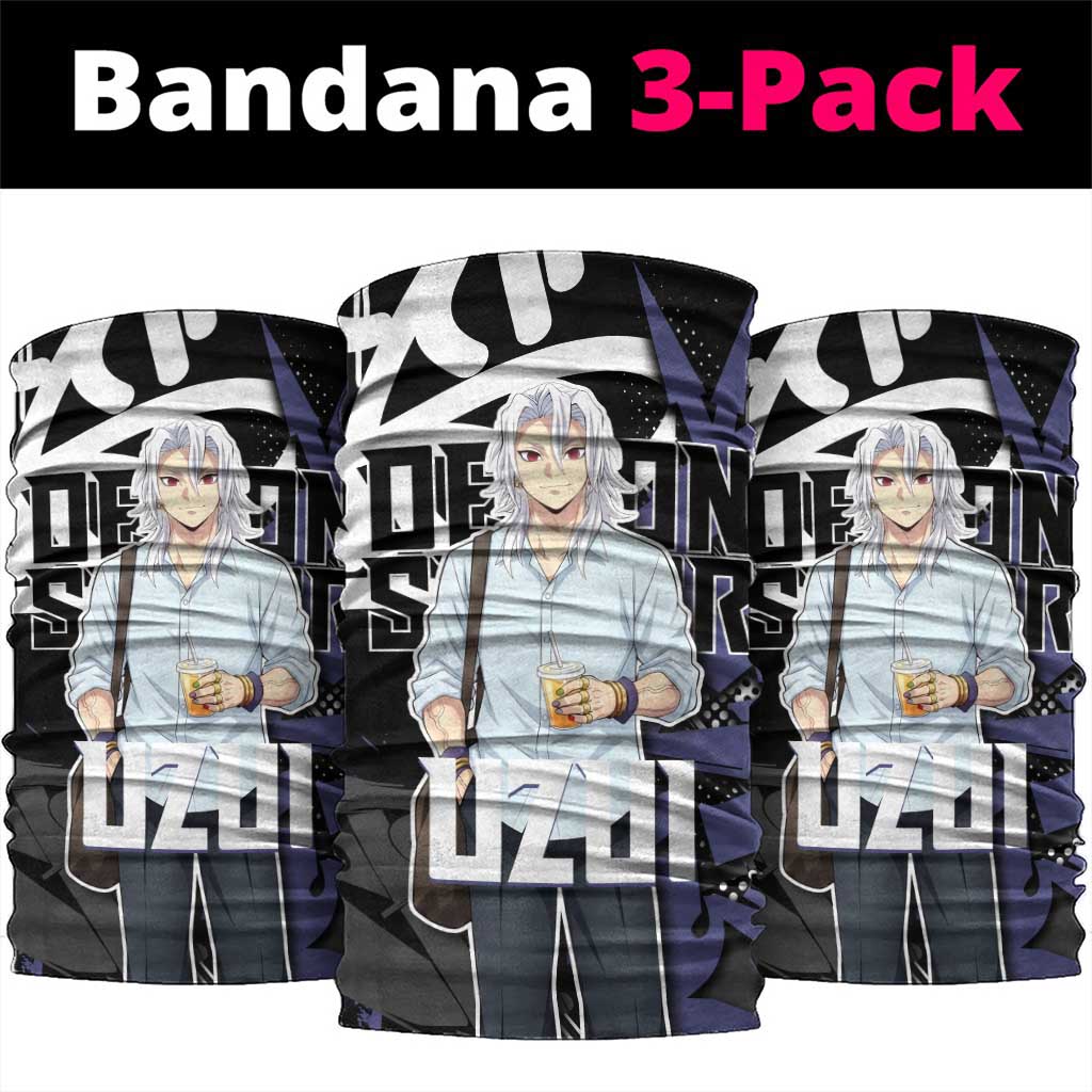 Uzui Tengen Demon Slayer Neck Gaiter Purple & Black Graffiti Anime