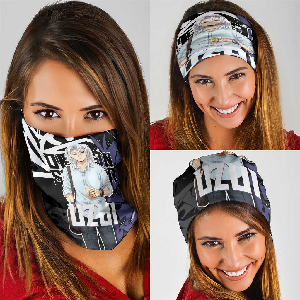 Uzui Tengen Demon Slayer Neck Gaiter Purple & Black Graffiti Anime