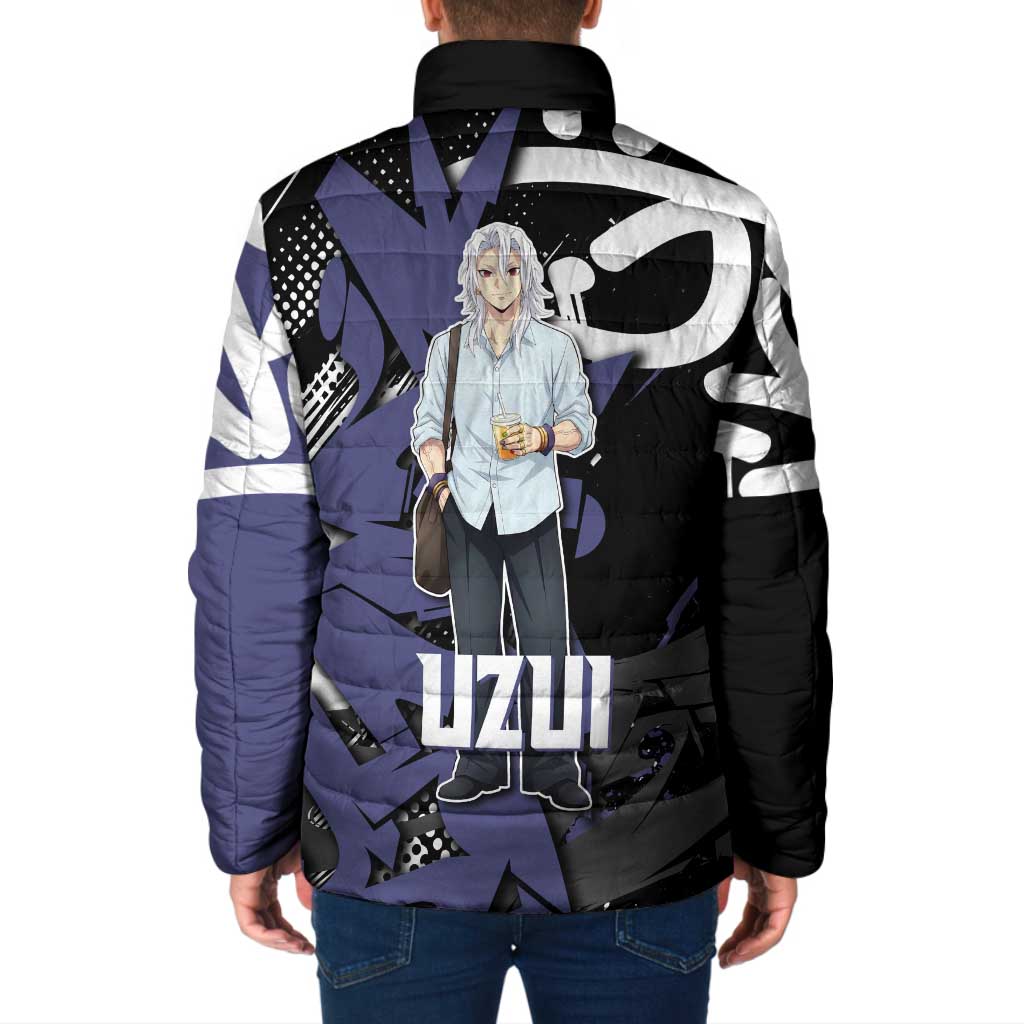 Uzui Tengen Demon Slayer Padded Jacket Purple & Black Graffiti Anime