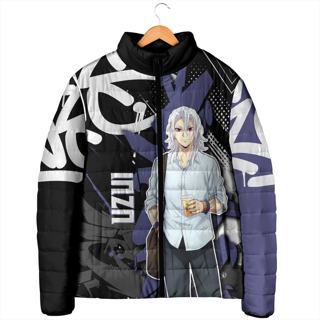 Uzui Tengen Demon Slayer Padded Jacket Purple & Black Graffiti Anime