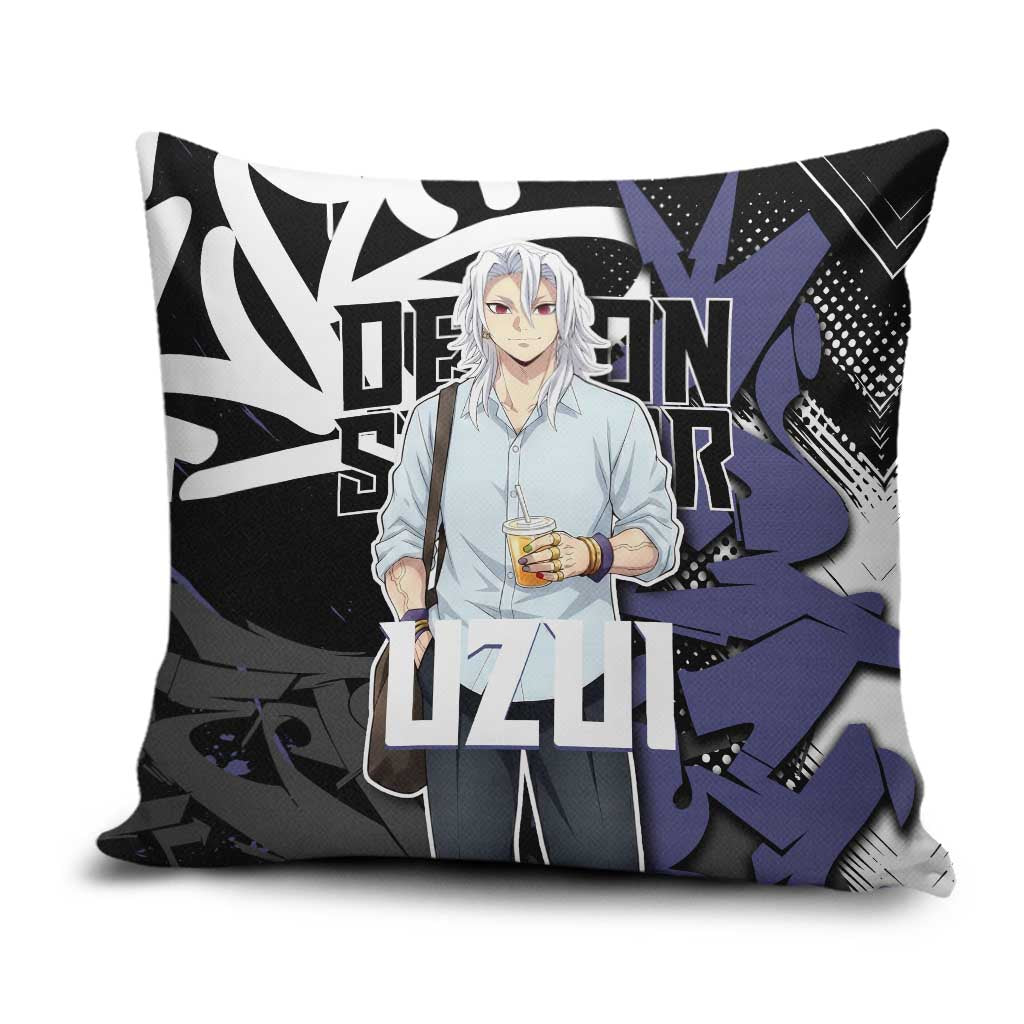 Uzui Tengen Demon Slayer Pillow Cover Purple & Black Graffiti Anime