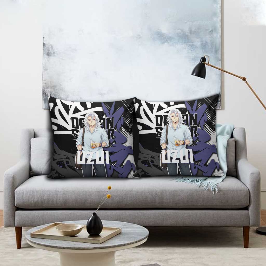 Uzui Tengen Demon Slayer Pillow Cover Purple & Black Graffiti Anime