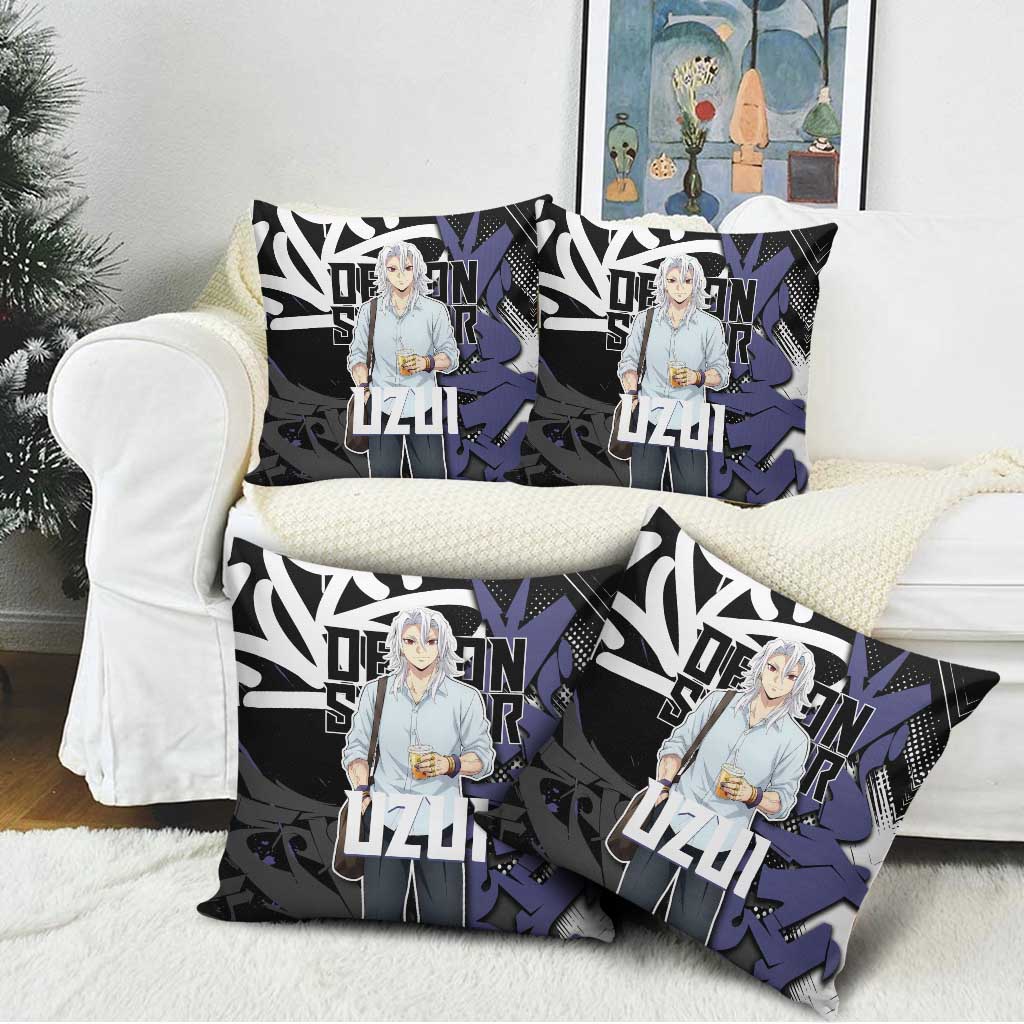 Uzui Tengen Demon Slayer Pillow Cover Purple & Black Graffiti Anime