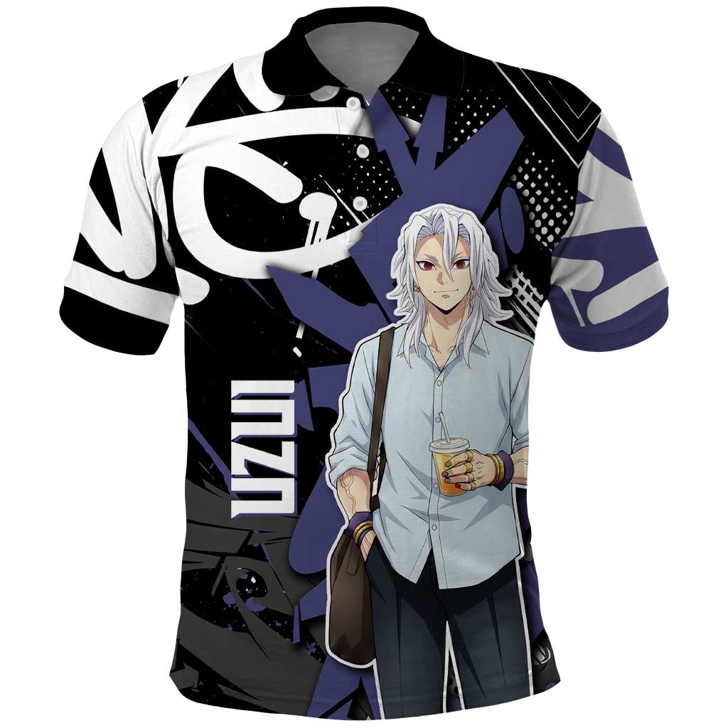 Uzui Tengen Demon Slayer Polo Shirt Purple & Black Graffiti Anime
