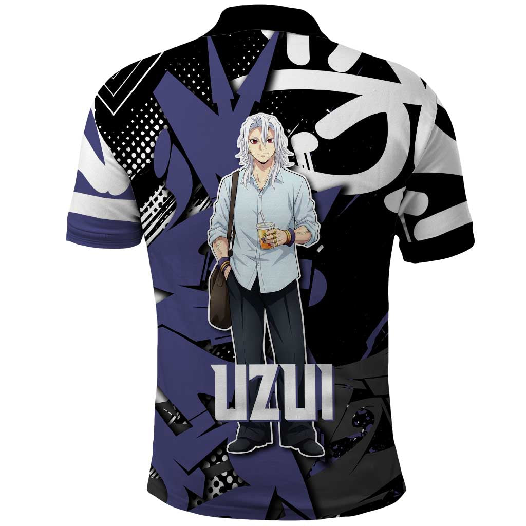 Uzui Tengen Demon Slayer Polo Shirt Purple & Black Graffiti Anime
