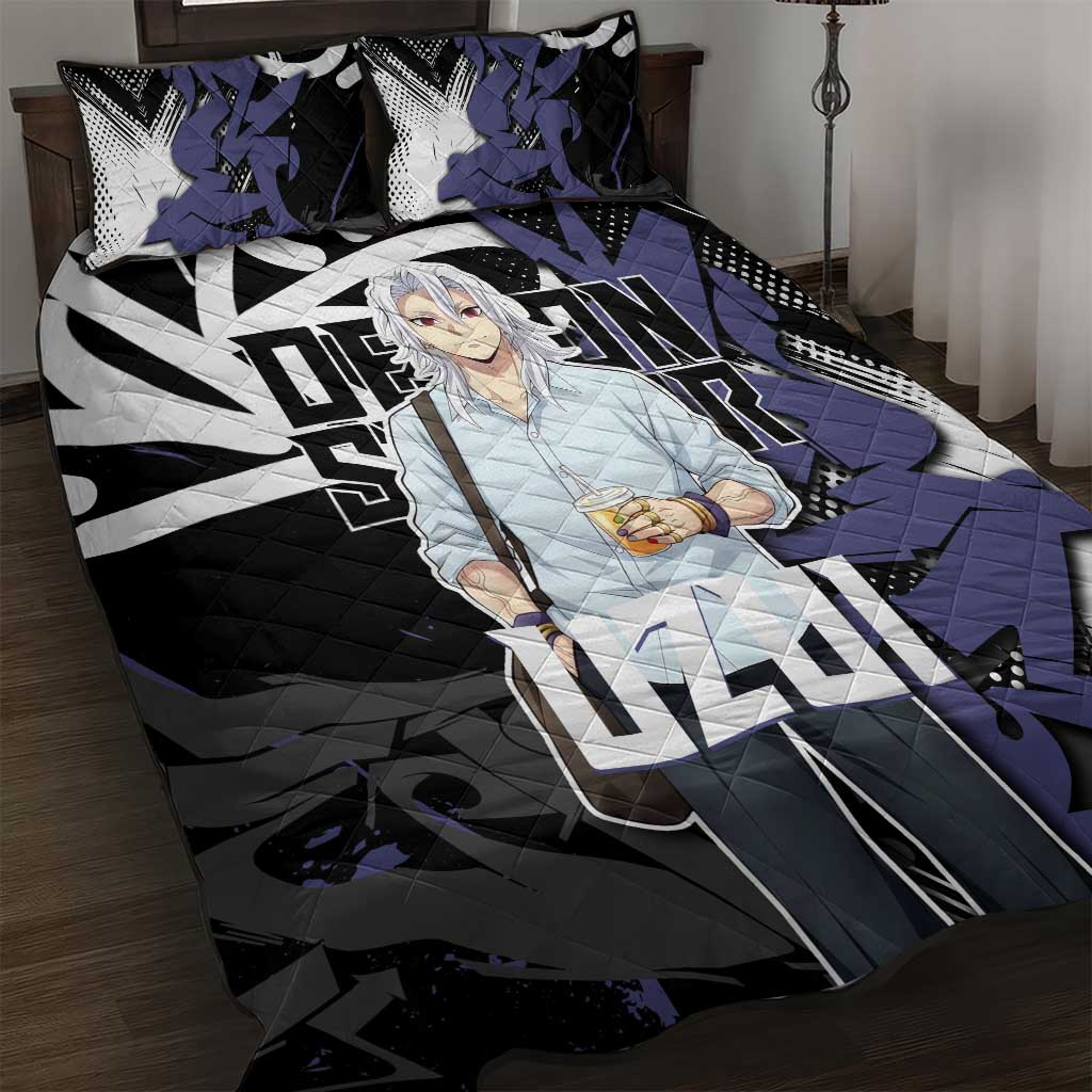 Uzui Tengen Demon Slayer Quilt Bed Set Purple & Black Graffiti Anime