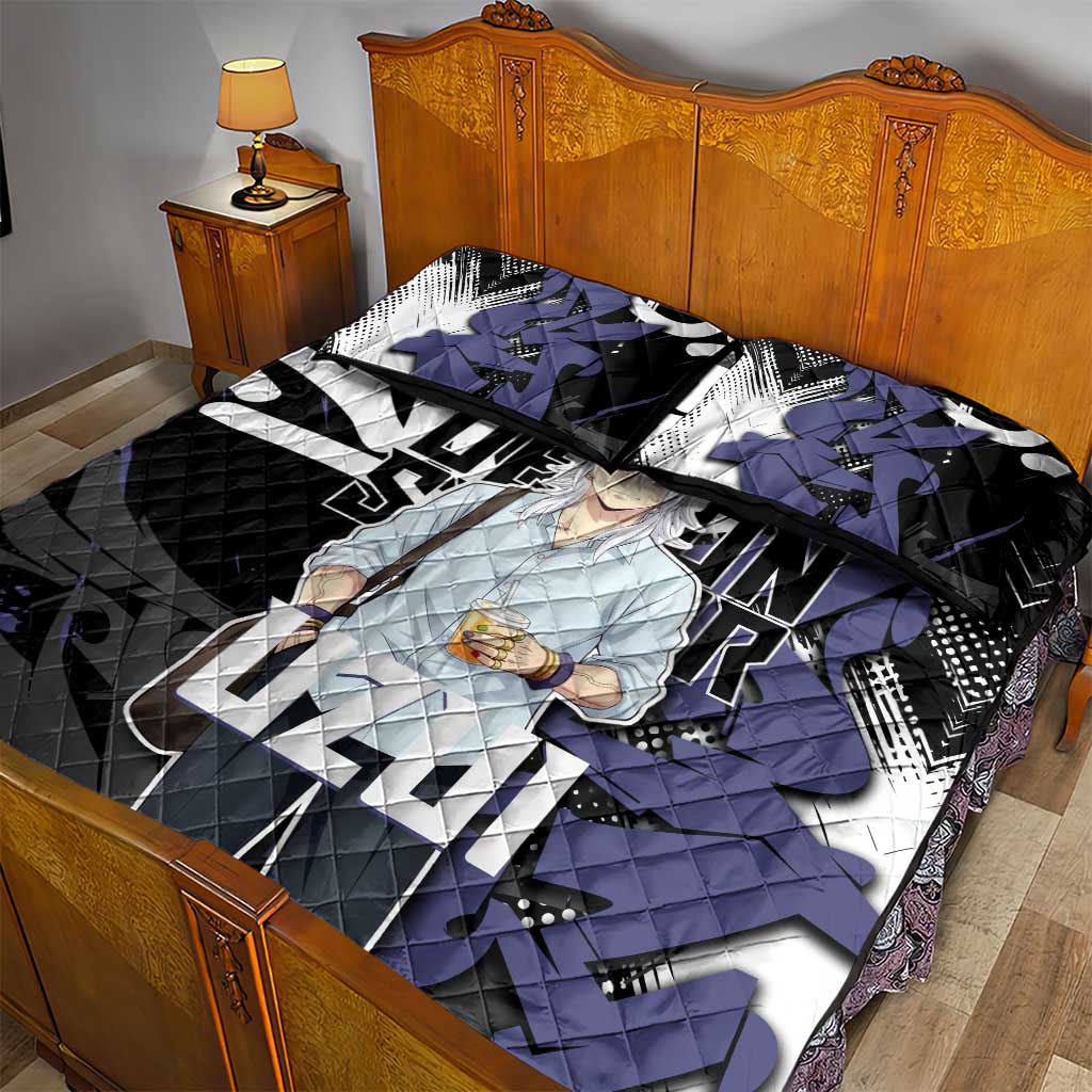 Uzui Tengen Demon Slayer Quilt Bed Set Purple & Black Graffiti Anime