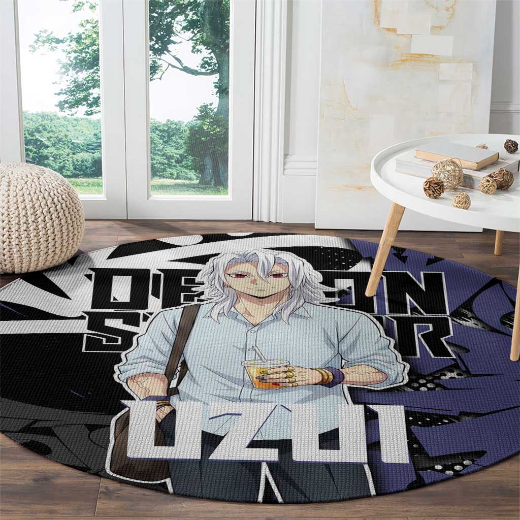 Uzui Tengen Demon Slayer Round Carpet Purple & Black Graffiti Anime