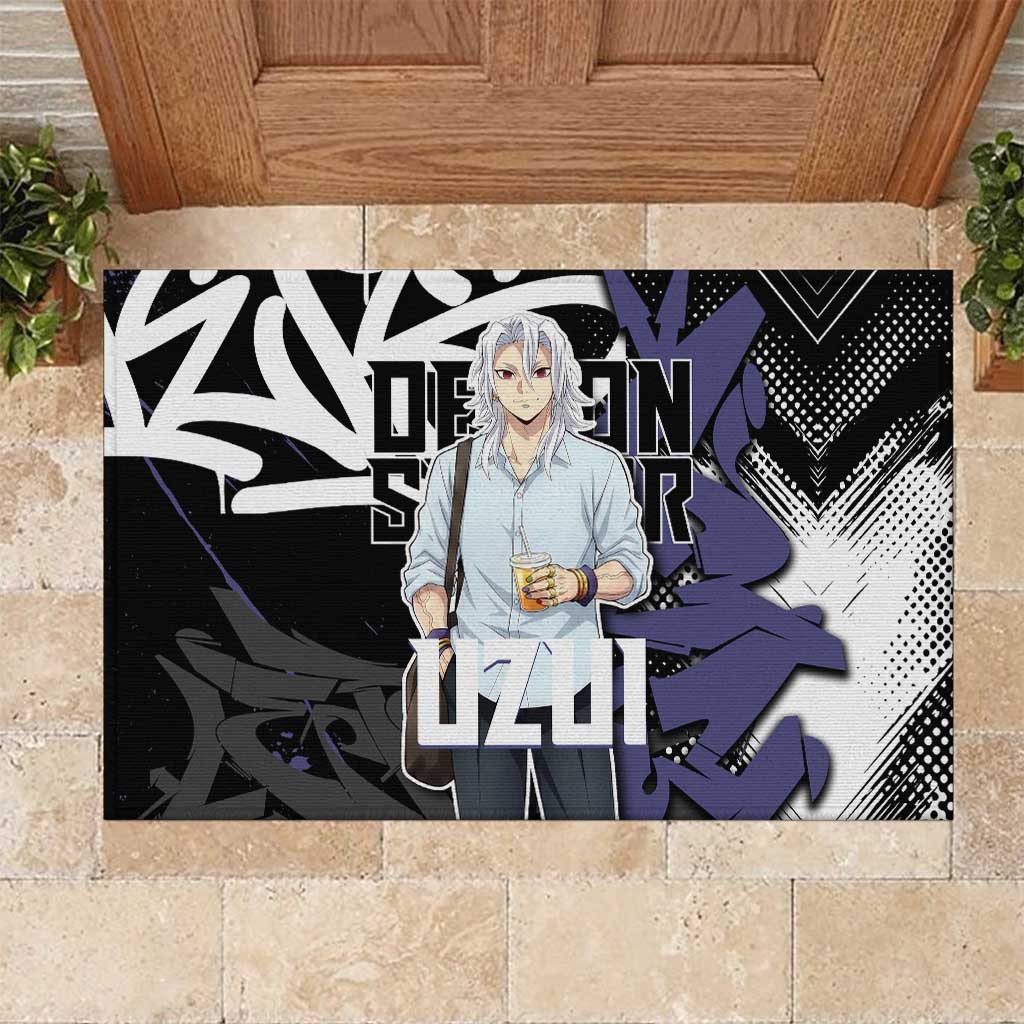 Uzui Tengen Demon Slayer Rubber Doormat Purple & Black Graffiti Anime