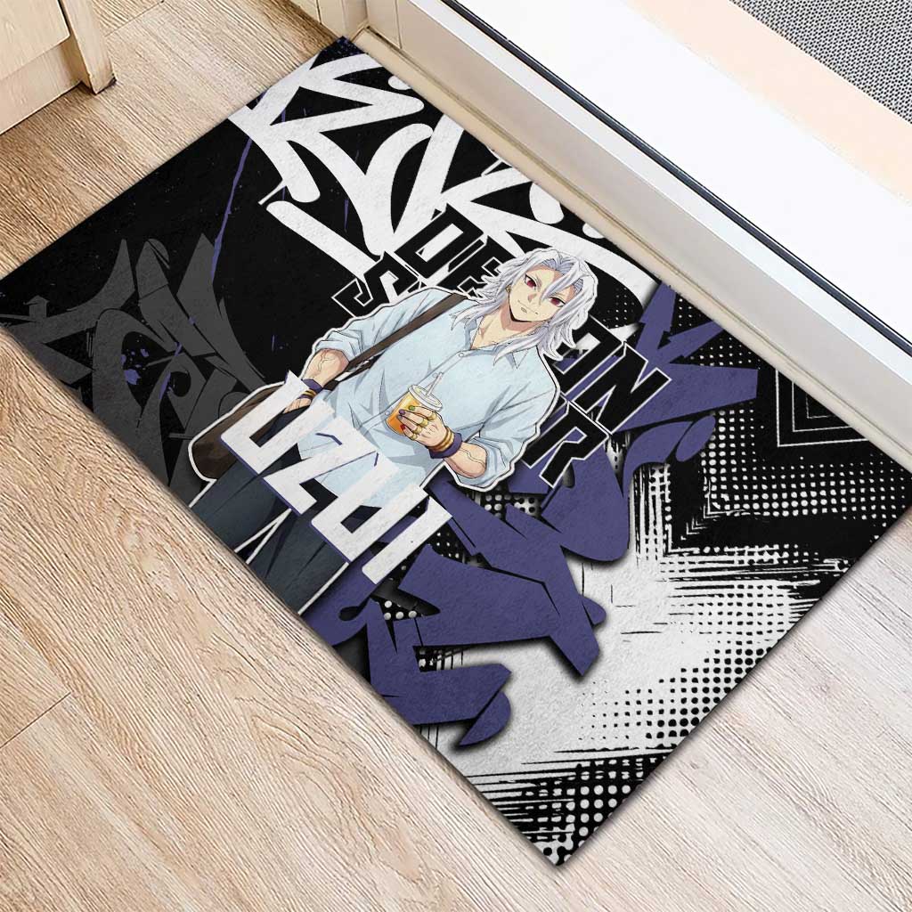 Uzui Tengen Demon Slayer Rubber Doormat Purple & Black Graffiti Anime
