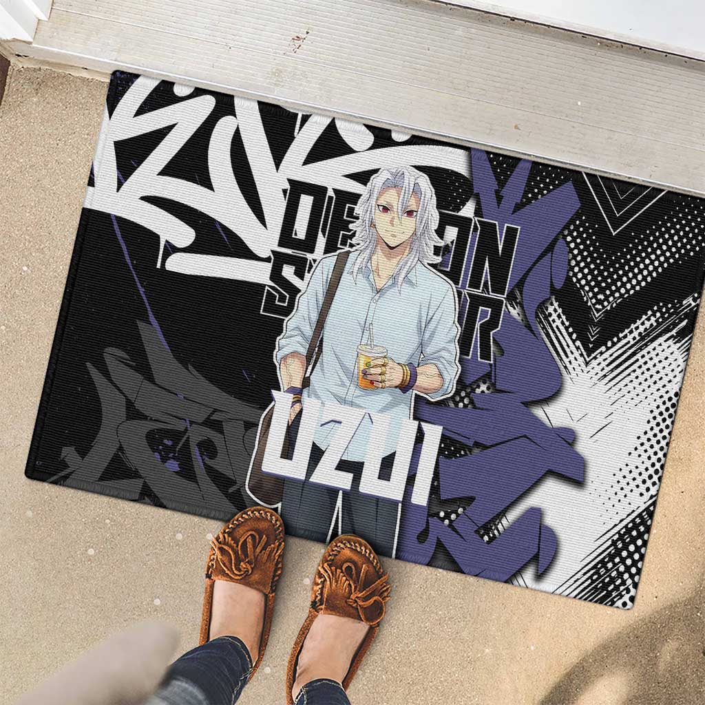Uzui Tengen Demon Slayer Rubber Doormat Purple & Black Graffiti Anime