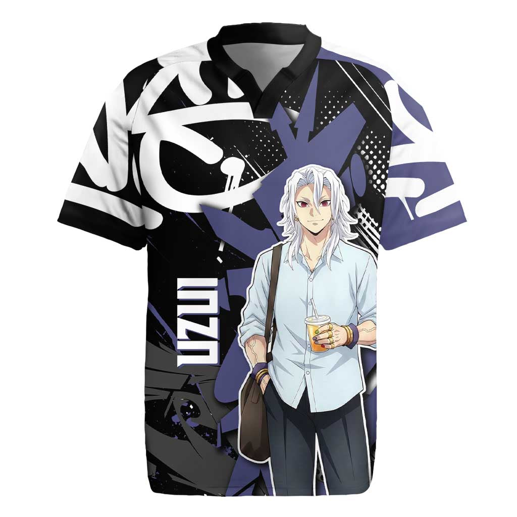 Uzui Tengen Demon Slayer Rugby Jersey Purple & Black Graffiti Anime