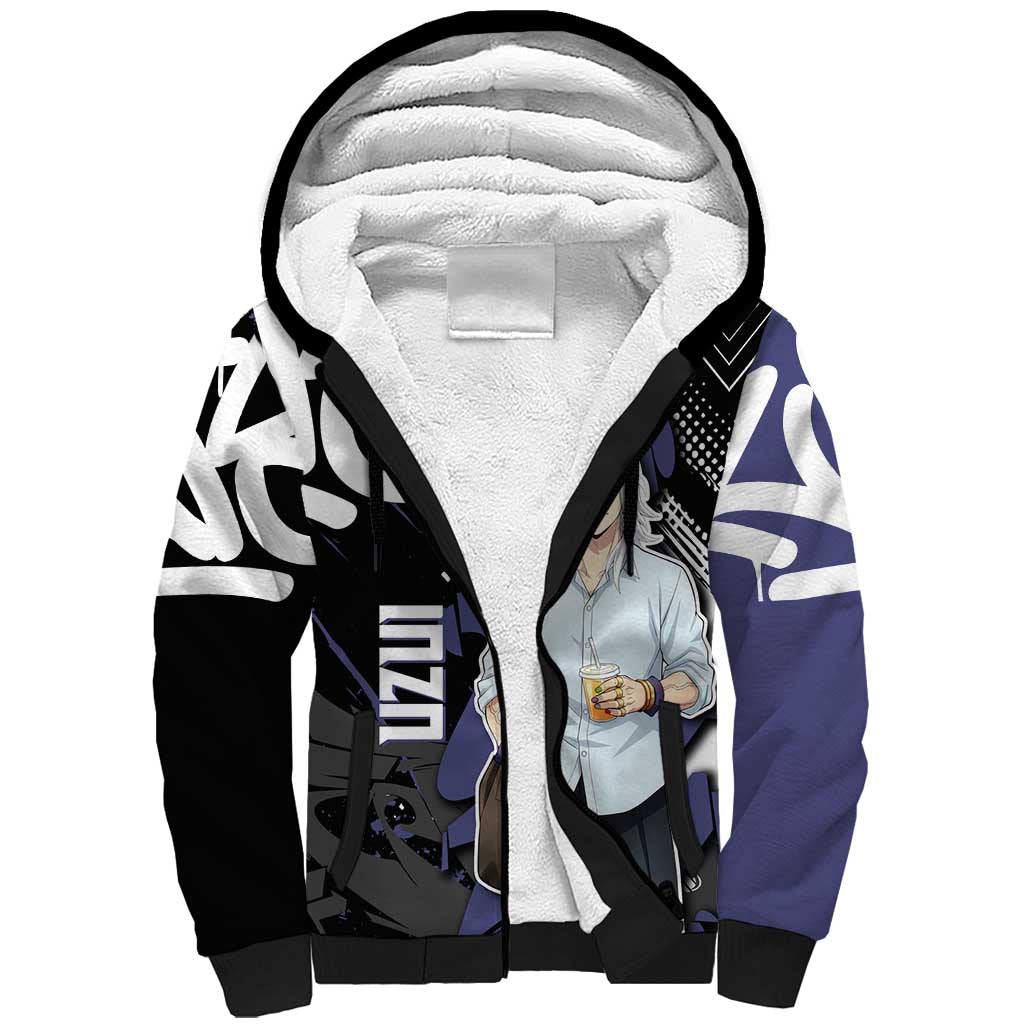 Uzui Tengen Demon Slayer Sherpa Hoodie Purple & Black Graffiti Anime