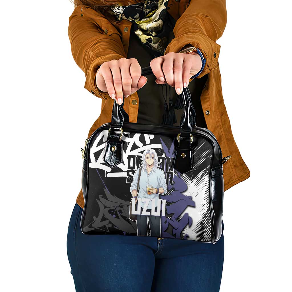 Uzui Tengen Demon Slayer Shoulder Handbag Purple & Black Graffiti Anime
