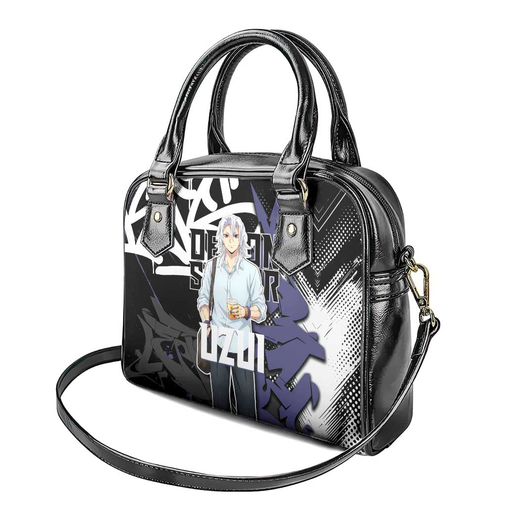 Uzui Tengen Demon Slayer Shoulder Handbag Purple & Black Graffiti Anime