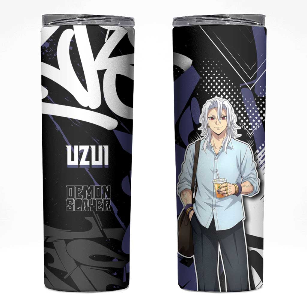 Uzui Tengen Demon Slayer Skinny Tumbler Purple & Black Graffiti Anime
