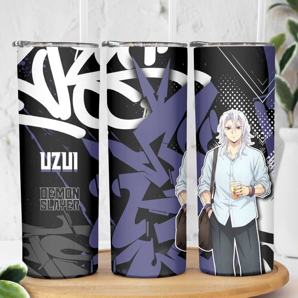 Uzui Tengen Demon Slayer Skinny Tumbler Purple & Black Graffiti Anime