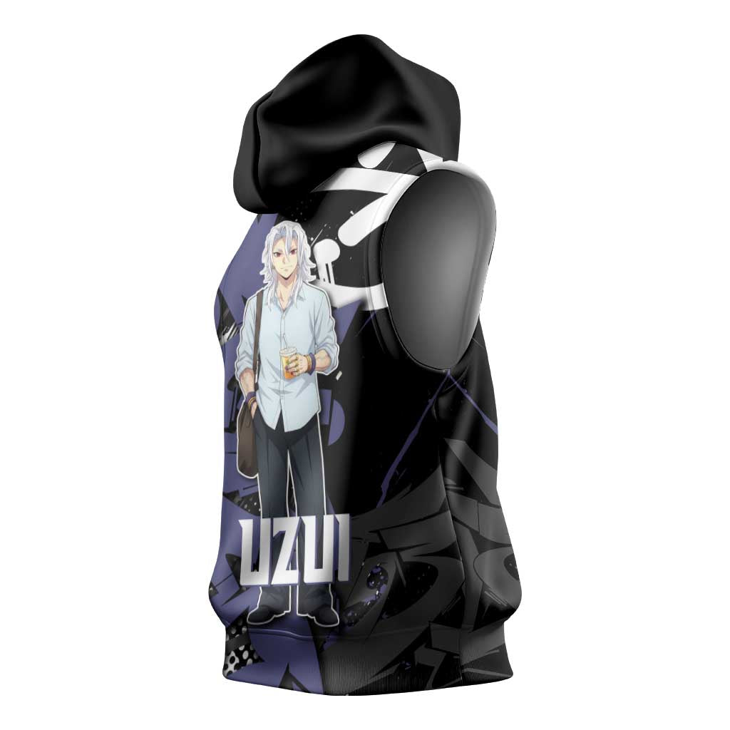 Uzui Tengen Demon Slayer Sleeveless Hoodie Purple & Black Graffiti Anime