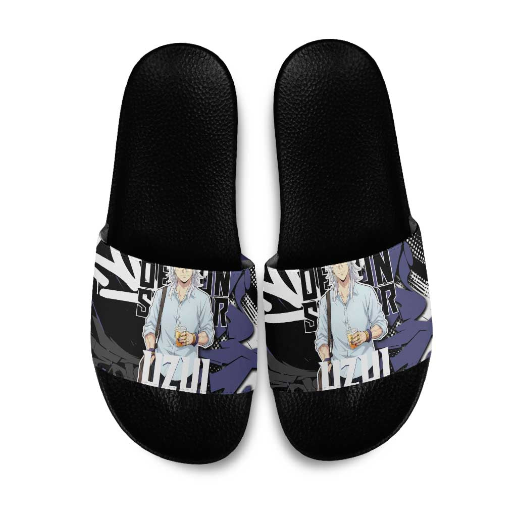 Uzui Tengen Demon Slayer Slide Sandals Purple & Black Graffiti Anime