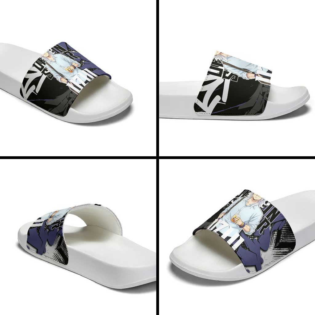 Uzui Tengen Demon Slayer Slide Sandals Purple & Black Graffiti Anime