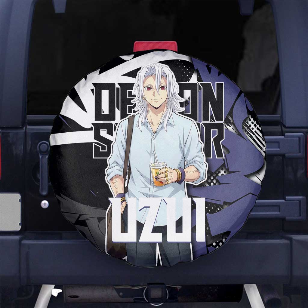 Uzui Tengen Demon Slayer Spare Tire Cover Purple & Black Graffiti Anime