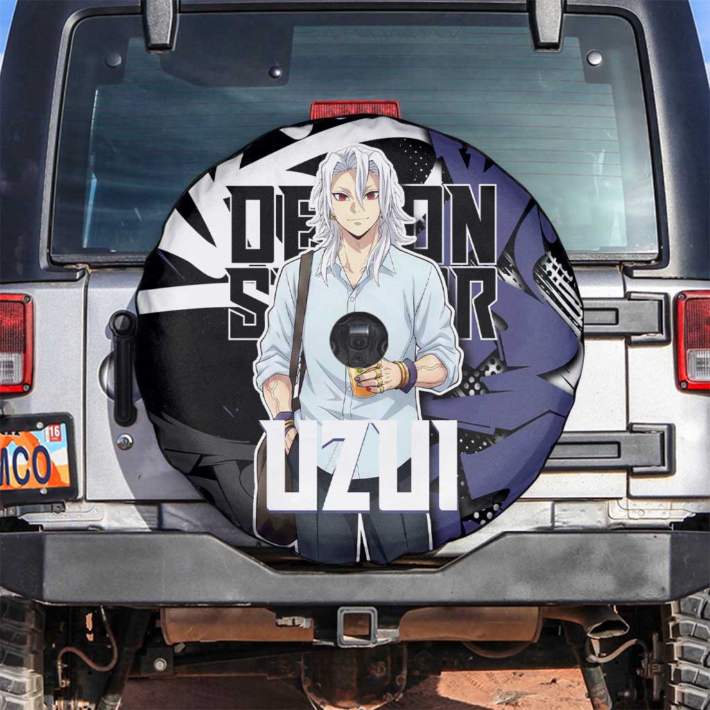 Uzui Tengen Demon Slayer Spare Tire Cover Purple & Black Graffiti Anime