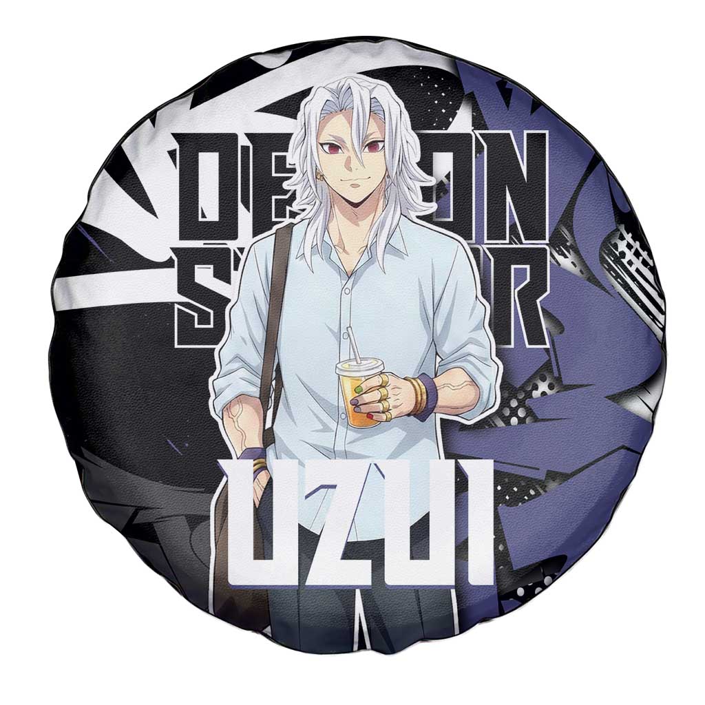 Uzui Tengen Demon Slayer Spare Tire Cover Purple & Black Graffiti Anime