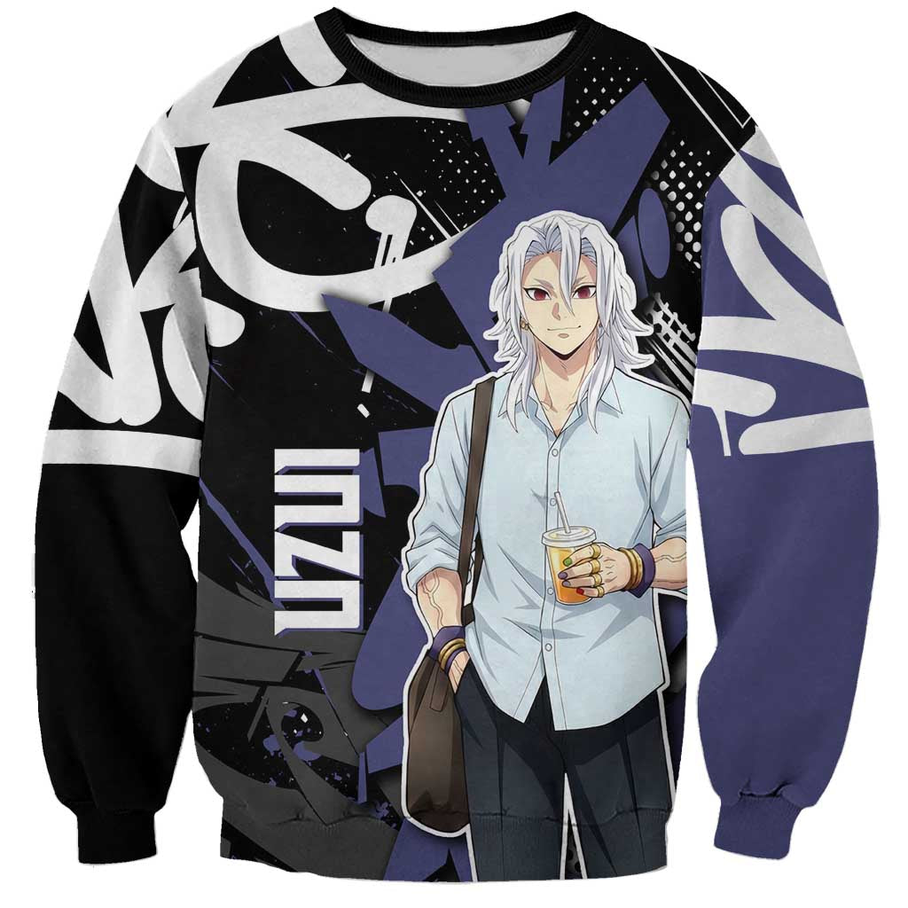 Uzui Tengen Demon Slayer Sweatshirt Purple & Black Graffiti Anime