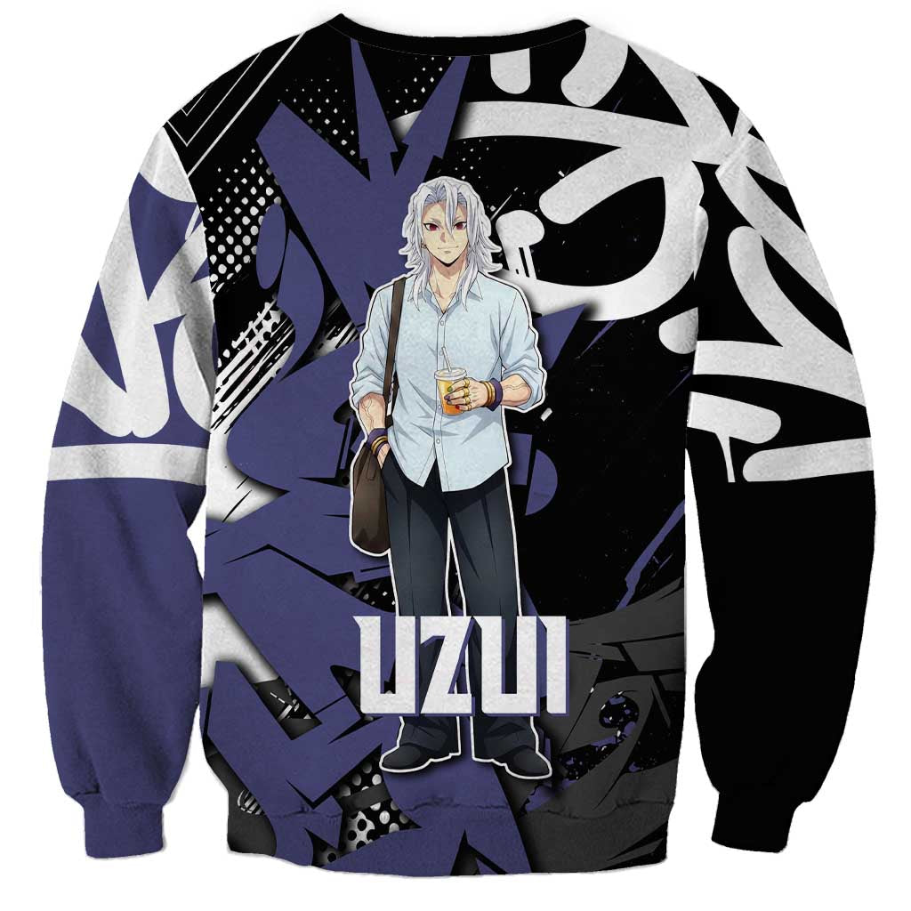Uzui Tengen Demon Slayer Sweatshirt Purple & Black Graffiti Anime