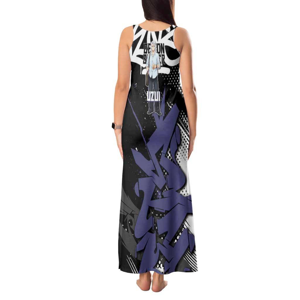 Uzui Tengen Demon Slayer Tank Maxi Dress Purple & Black Graffiti Anime