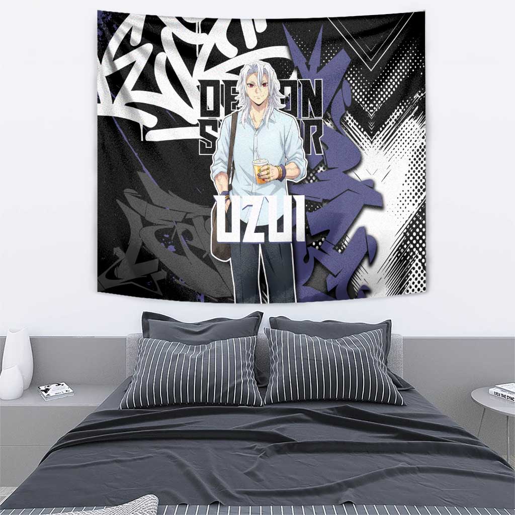 Uzui Tengen Demon Slayer Tapestry Purple & Black Graffiti Anime