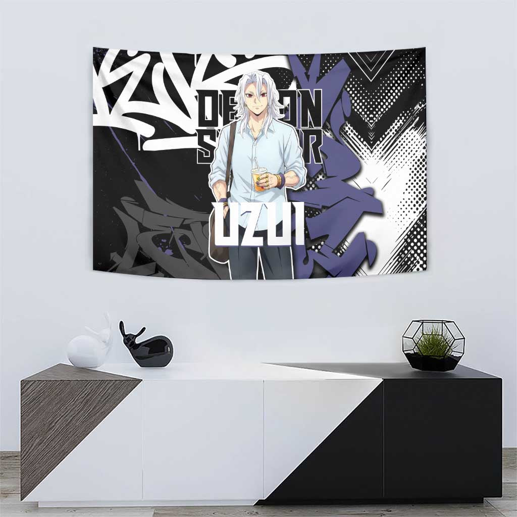 Uzui Tengen Demon Slayer Tapestry Purple & Black Graffiti Anime
