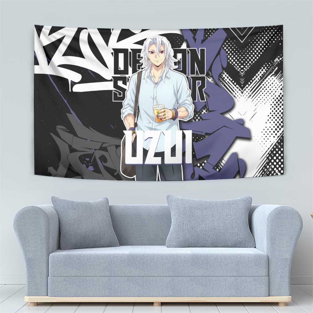 Uzui Tengen Demon Slayer Tapestry Purple & Black Graffiti Anime