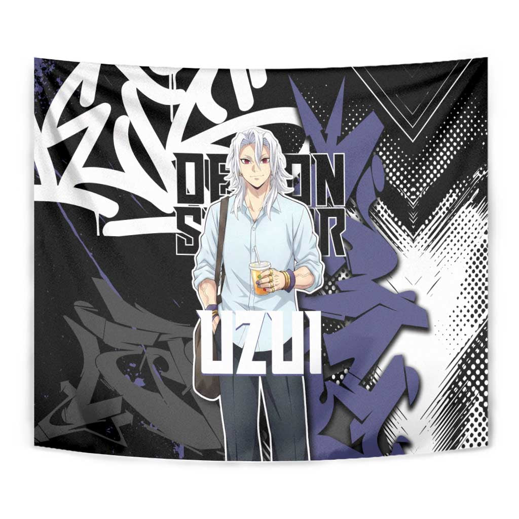 Uzui Tengen Demon Slayer Tapestry Purple & Black Graffiti Anime