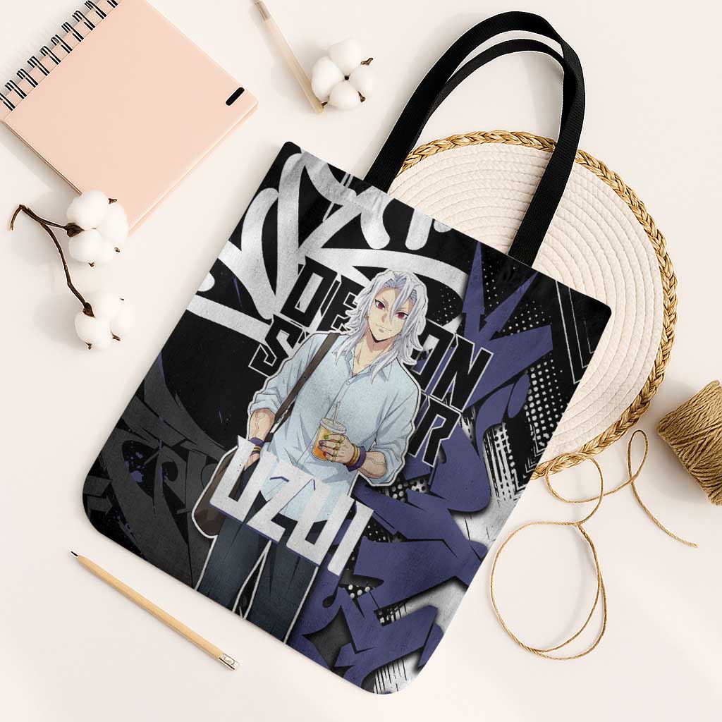 Uzui Tengen Demon Slayer Tote Bag Purple & Black Graffiti Anime