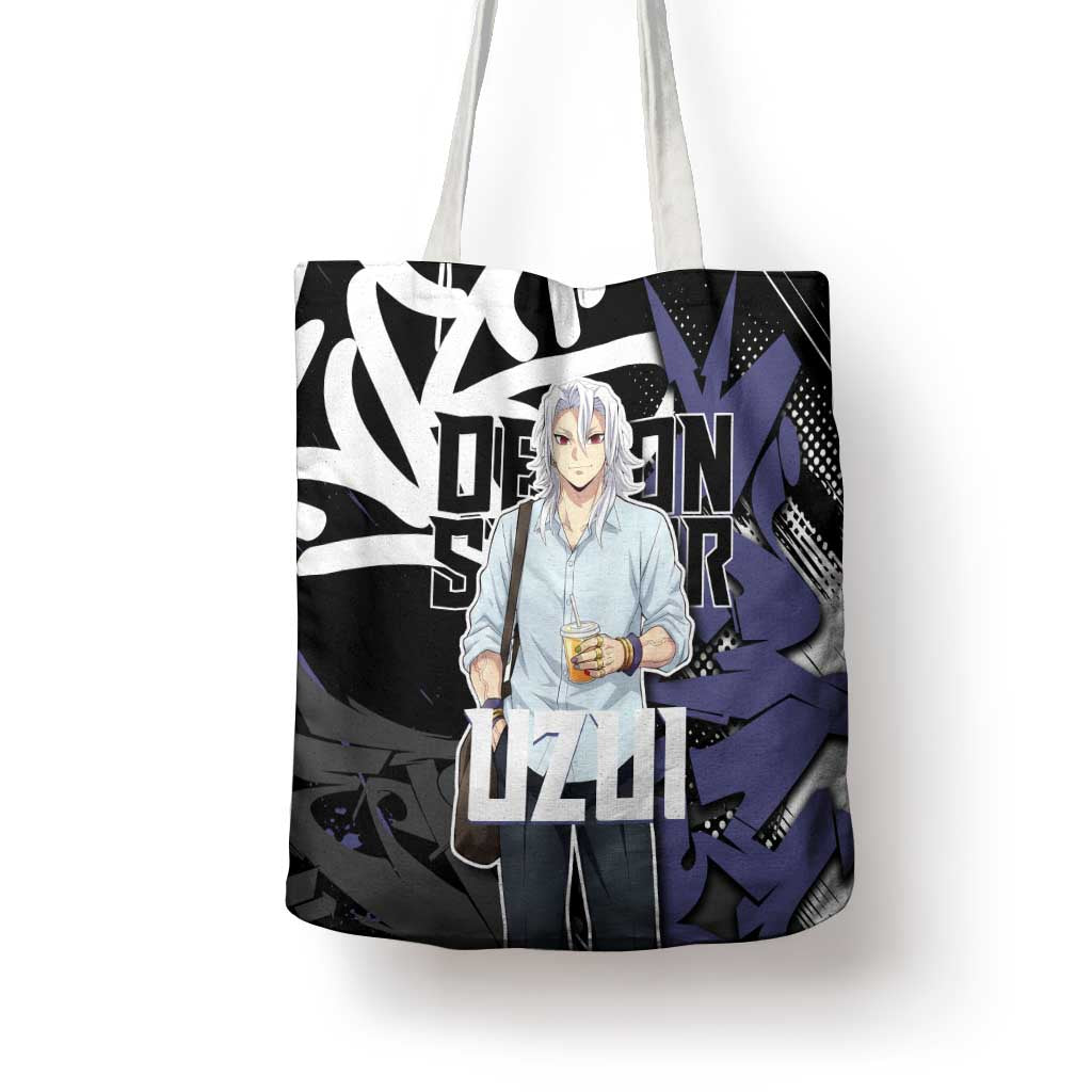 Uzui Tengen Demon Slayer Tote Bag Purple & Black Graffiti Anime