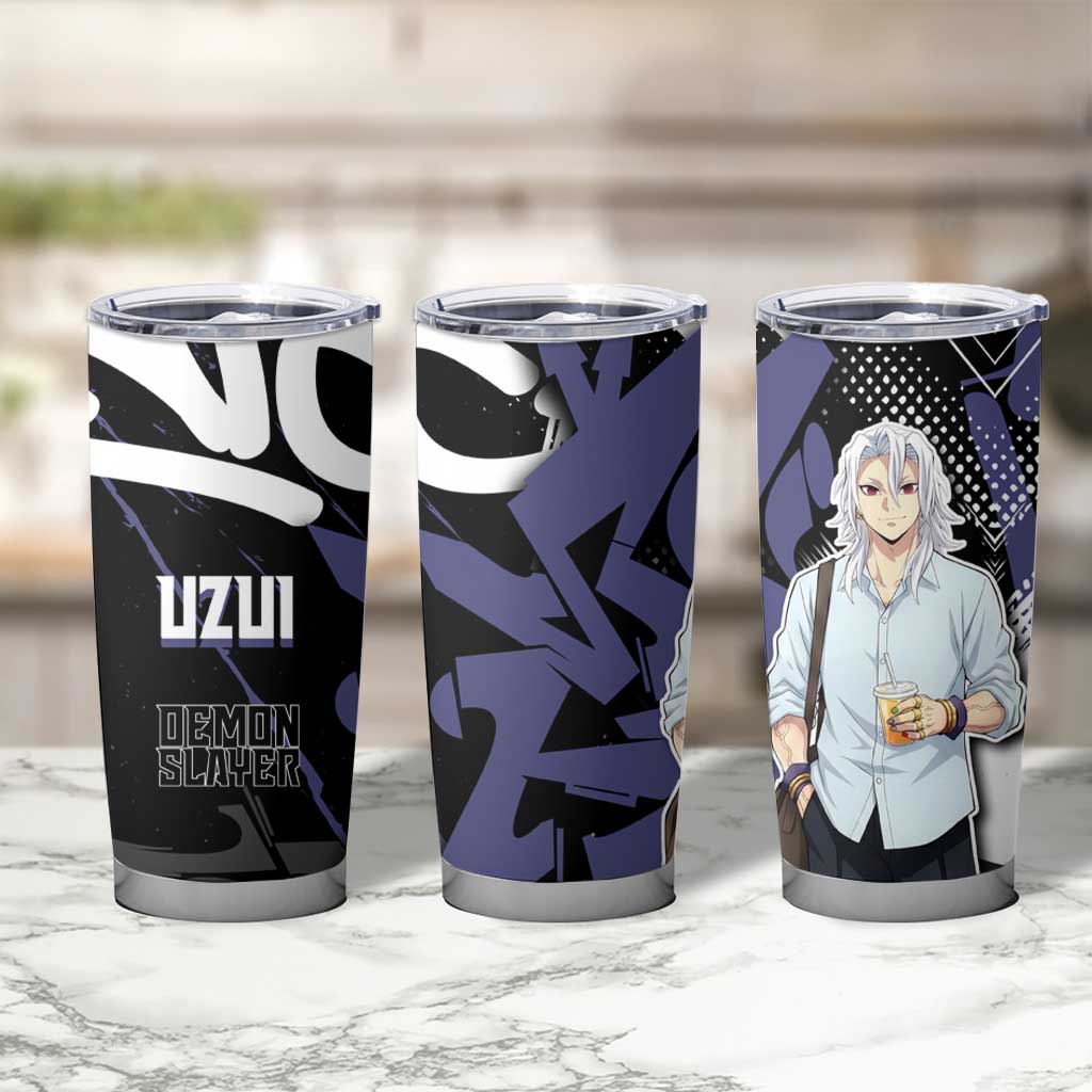 Uzui Tengen Demon Slayer Tumbler Cup Purple & Black Graffiti Anime