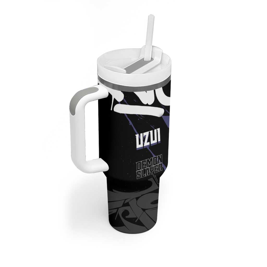 Uzui Tengen Demon Slayer Tumbler With Handle Purple & Black Graffiti Anime