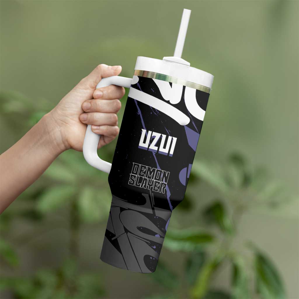 Uzui Tengen Demon Slayer Tumbler With Handle Purple & Black Graffiti Anime