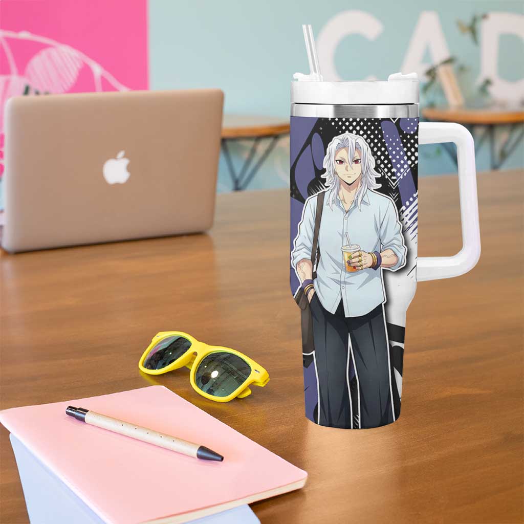 Uzui Tengen Demon Slayer Tumbler With Handle Purple & Black Graffiti Anime